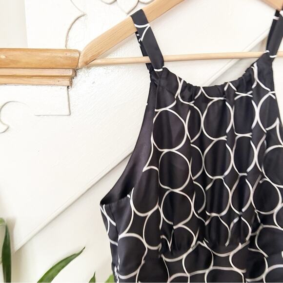 White House Black Market Silk Sheath Dress Geometric Print Sleeveless Size 12 - Picture 2 of 7